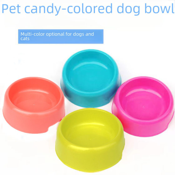 Pet Small Round Bowl Pet Plastic Single Bowl Dog Bowl Cat Bowl Plastic Bowl Drinking Bowl Pet Supplies