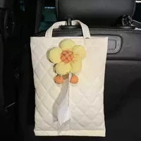 Автомобильная коробка для салфеток с рисунком подсолнуха, подвесная бумажная коробка на спинку автомобильного сиденья, автомобильный мусорный бак, ящик для хранения для женщин