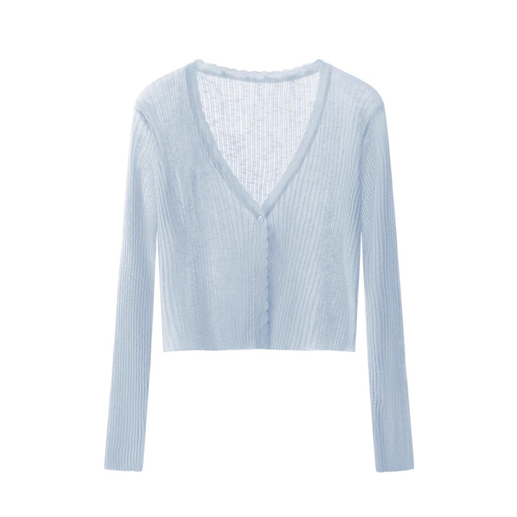Protector solar cardigan verano de las mujeres delgada falda de la Liga a juego mantón blusa de seda de hielo de punto camisa de aire acondicionado abrigo corto image 6