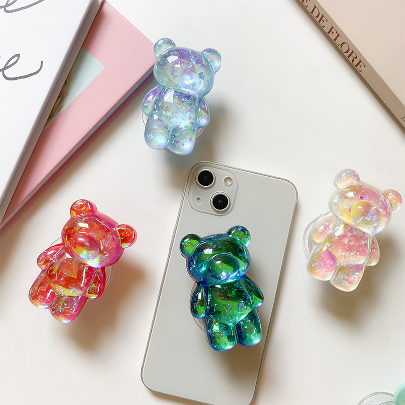 Ours De Téléphone Portable Airbag Support En Trois Dimensions Laser Niche Creative Bureau Téléphone Cas Titulaire Adhésif Rétractable Femelle display picture 5