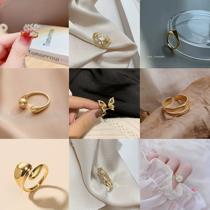 Fashionable adjustable ring, zirconium, Japanese and Korean, internet celebrity, on index finger