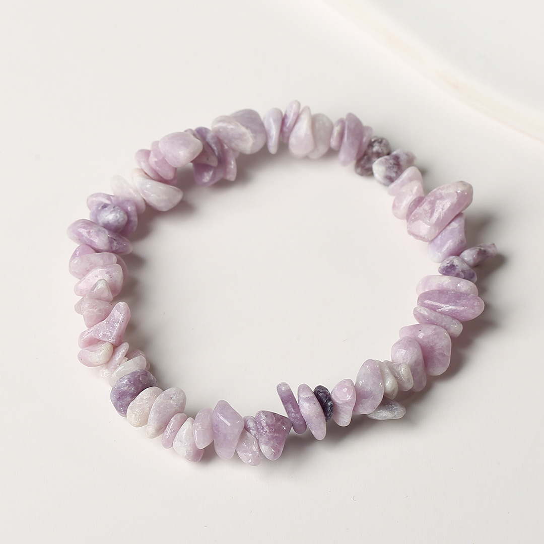 Pulsera de anillo único de piedra de cuartil natural irregular pulsera de cuerda elástica de piedra original estilo fresco simple y versátil