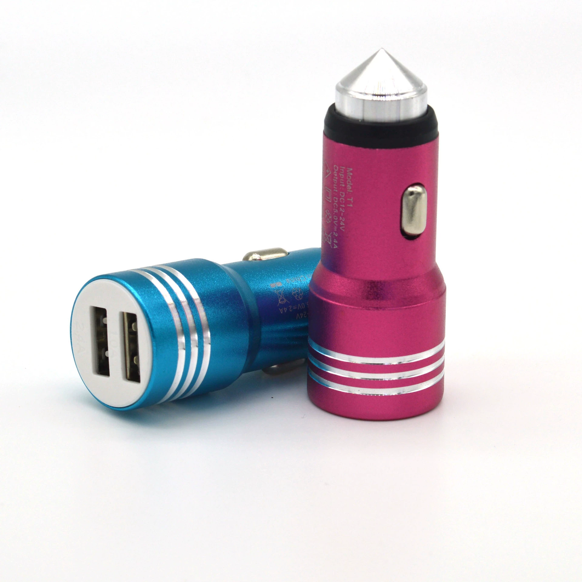 Защитный молоток автомобиль зарядное устройство для мобильного телефона C1A-2.4A быстрая зарядная головка прикуривателя