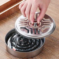 Wholesale stainless steel mosquito coil tray mosquito coil box tray shelf household with cover ash tray fireproof wholesale creative outdoor