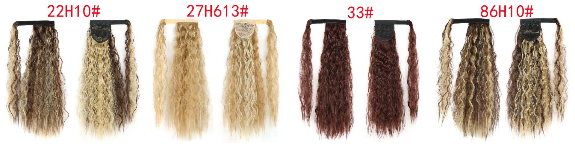 Corn Perm Ponytail Fluffy Long Curly Ponytail Water Ripple Chemical Fiber Ponytail Wig_voghion.com