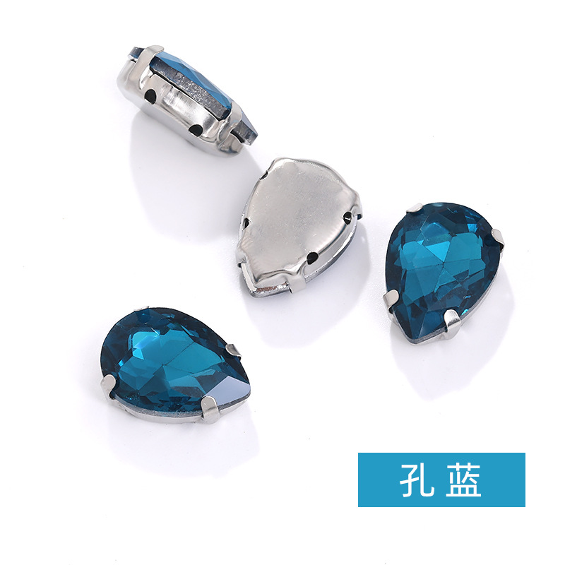 Diamante de garra de forma especial de fondo puntiagudo de gota de agua, soporte de fondo K blanco que no se desvanece, vestido de novia de bricolaje, accesorios, accesorios, taladro de garra cosido a mano