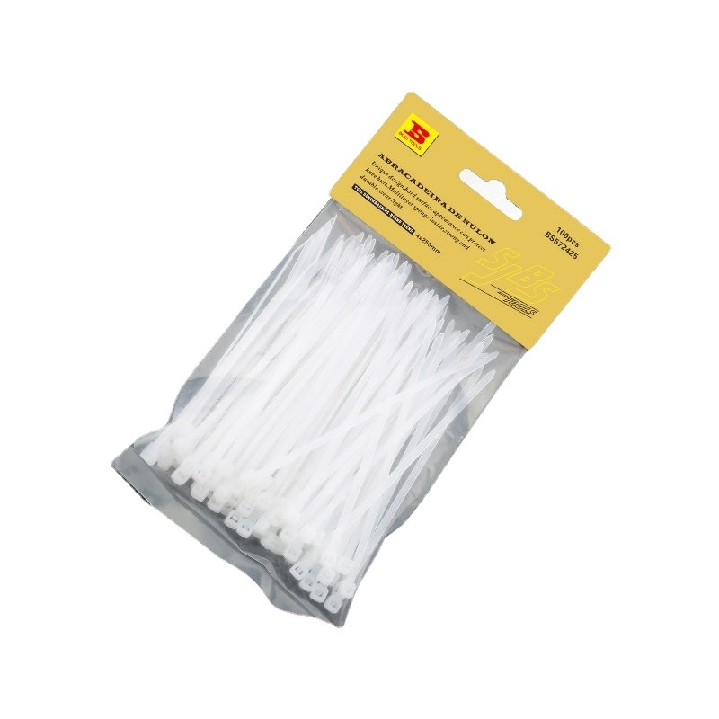 波斯工具 自锁式尼龙扎带 固定塑料捆扎线带卡扣大号黑/白色其他