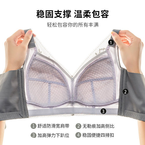Fat Girl Big Chest Small Bra Thin Style Plus Size Underwear Women's Bra Without Steel Cup Full Cup Gathered and Contoured Bra 