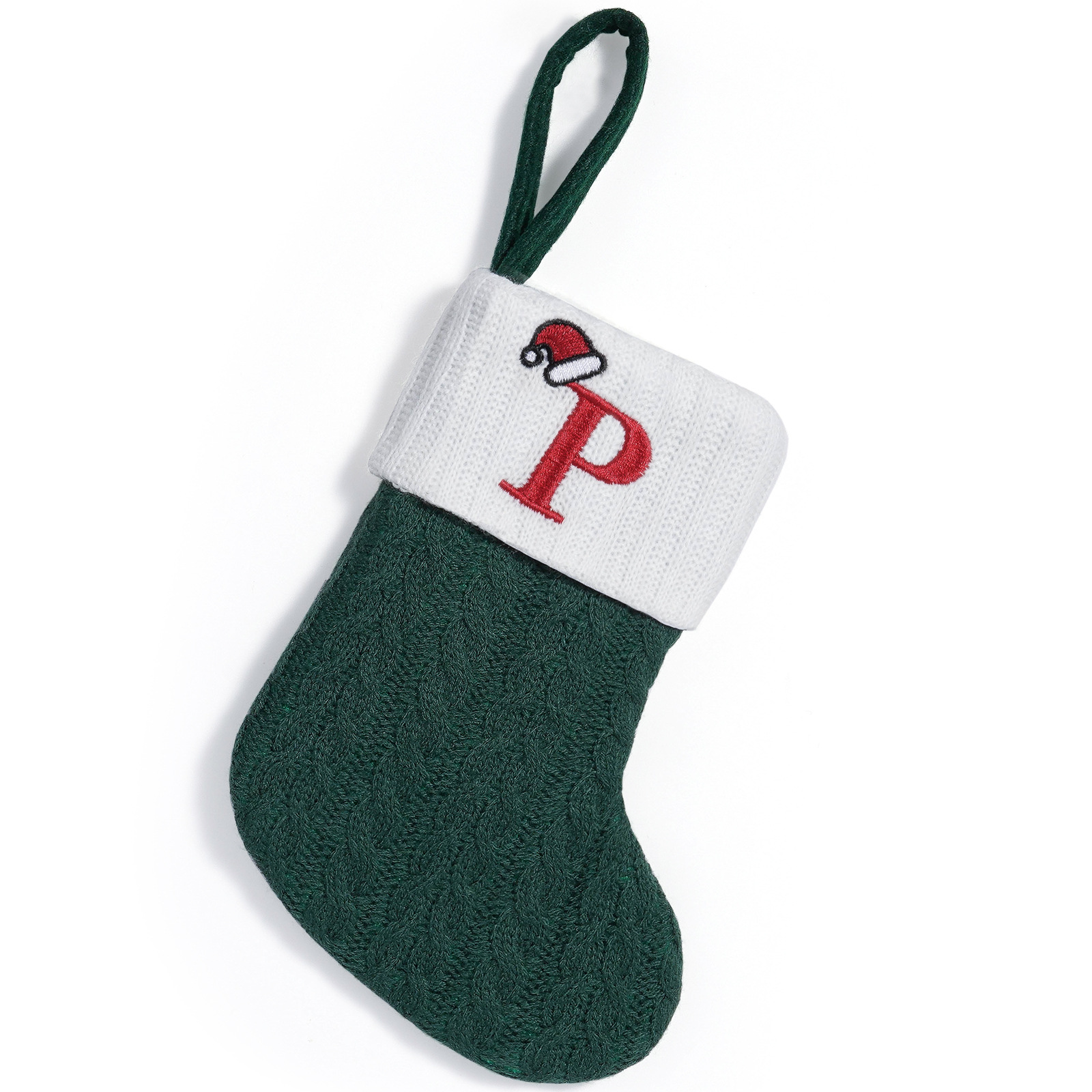 Navidad transfronteriza decoración de punto calcetines de Navidad verdes calcetines de Navidad letras creativas bordadas colgantes bolsas de regalo