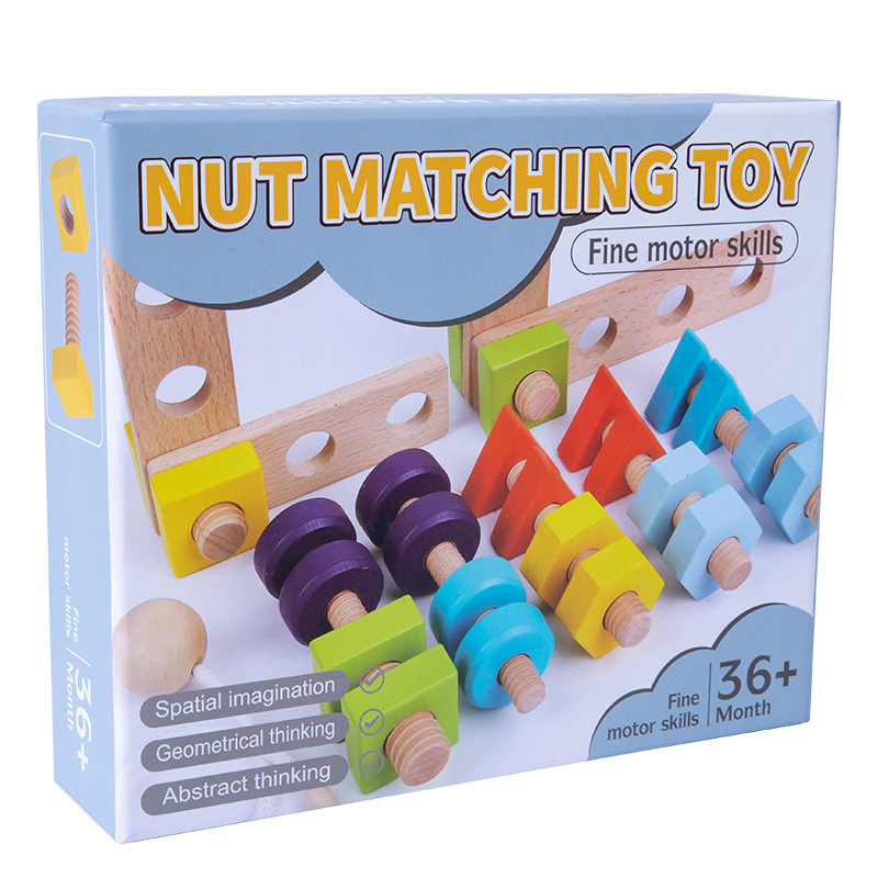 Tornillo de tornillo de cuerda 2 - en - 1 color infantil forma cognición de emparejamiento creativo montaje universal tuerca combinación de bloques