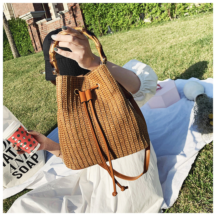 Title 1, Borsa a mano donna fashion, secchiello in pagli...