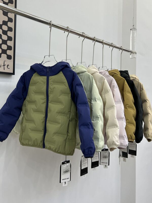 儿童轻薄连帽羽绒服短款2025冬季新款儿童中大童运动拼接休闲外套|undefined