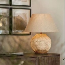 侘寂风台灯日式卧室床头客厅书房民宿酒店客房摆件复古陶罐台灯