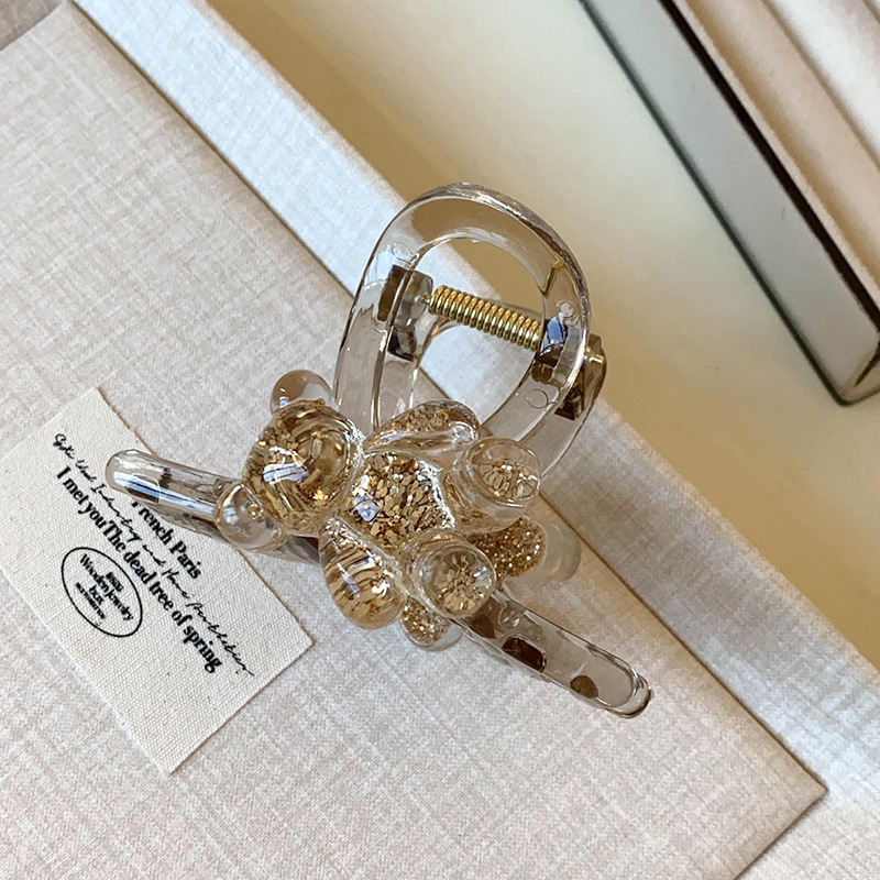 Carpeta de agarre de palabra redonda de color café, clip de tiburón de pelo de disco de alta gama retro, personalidad simple y de moda, nueva horquilla, accesorios para el cabello