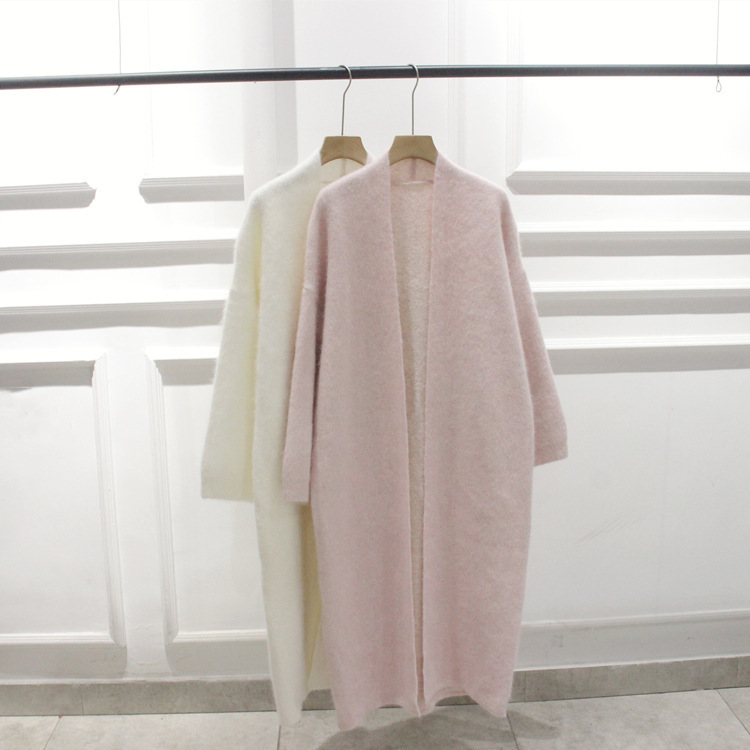 South Korea autumn and winter New buckle-free high-proportion rabbit fur blended sweater sweater cardigan coat women's extended South Korea autumn and winter New buckle-free high-proportion rabbit fur blended sweater sweater cardigan coat women's extended