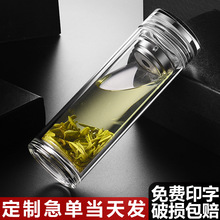 高硼硅玻璃杯子双层隔热耐高温礼品广告杯泡茶水杯双层玻璃杯批发