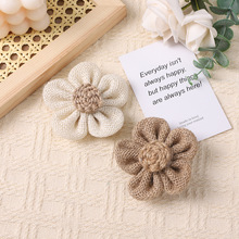 仿真麻布瑰花朵 派对麻布装饰花 diy手工麻布玫瑰花婚庆装饰花朵