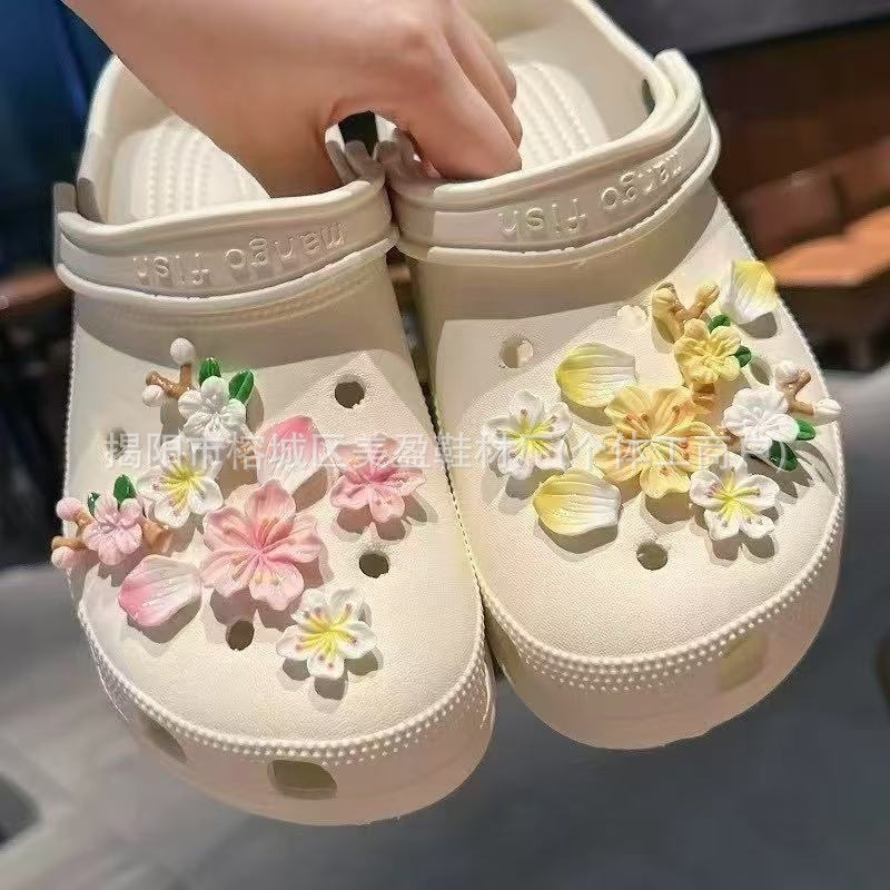 SZ-156 수지 황색 분홍색 벚꽃(신발 버클과 함께 직접 사용)