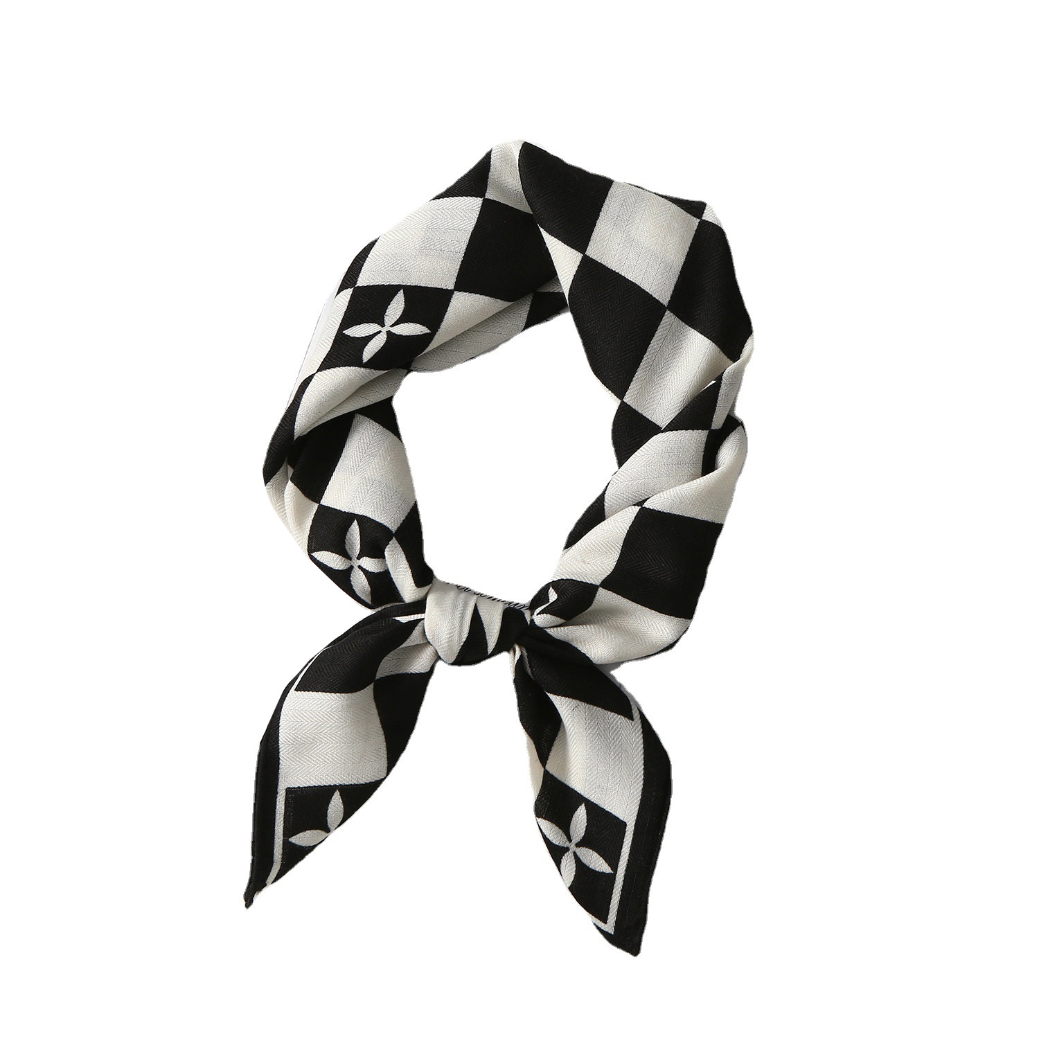 Nuevo estilo de alta calidad a cuadros en blanco y negro bufanda de terciopelo de primavera y otoño para mujer salida estilo cóncavo bufanda de cuello de moda