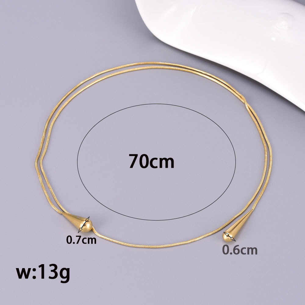 16g Weight PVD Coated Real Gold Plated Heart Shape Titanium Steel Ethnic Style Waterproof Non Tarnish Titanium Steel Necklace