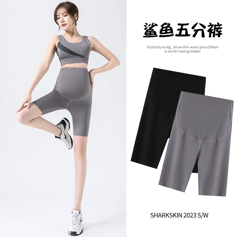 Укороченные Брюки для беременных, летняя тонкая верхняя одежда, шорты для поддержки живота, штаны для йоги Барби, брюки с акулами для беременных, летняя одежда