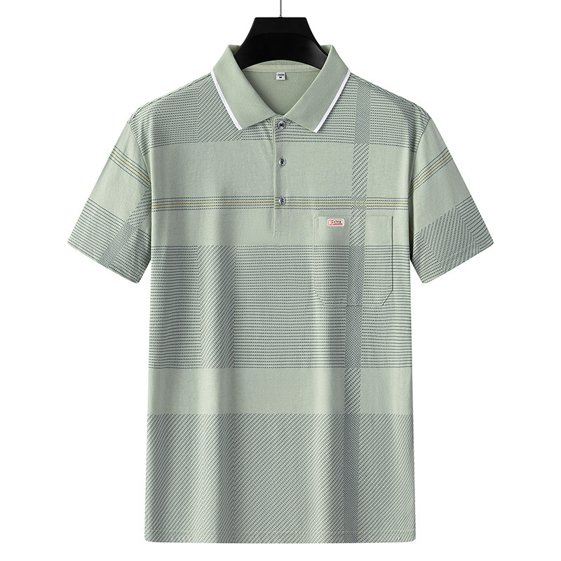 Summer Men's Short-Sleeved T-Shirts for Middle-Aged and Elderly People Flap Pocket Pants Tops Sweatshirts Loose Daddy Polo Shirts Manufacturer Wholesale