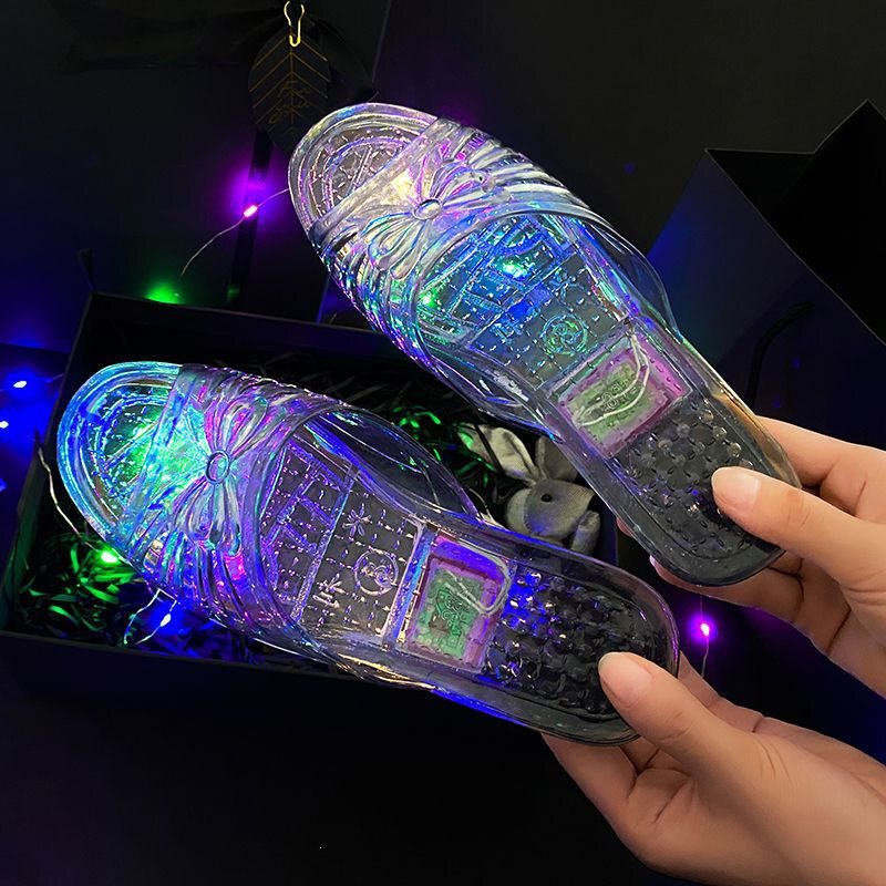 Flashing Crystal Slippers, Funny Birthday Crystal Transparent Slippers, Internet Celebrity Luminous Slippers, Flashing Crystal Princess Shoes Flashing Crystal Slippers, Funny Birthday Crystal Transparent Slippers, Internet Celebrity Luminous Slippers, Flashing Crystal Princess Shoes