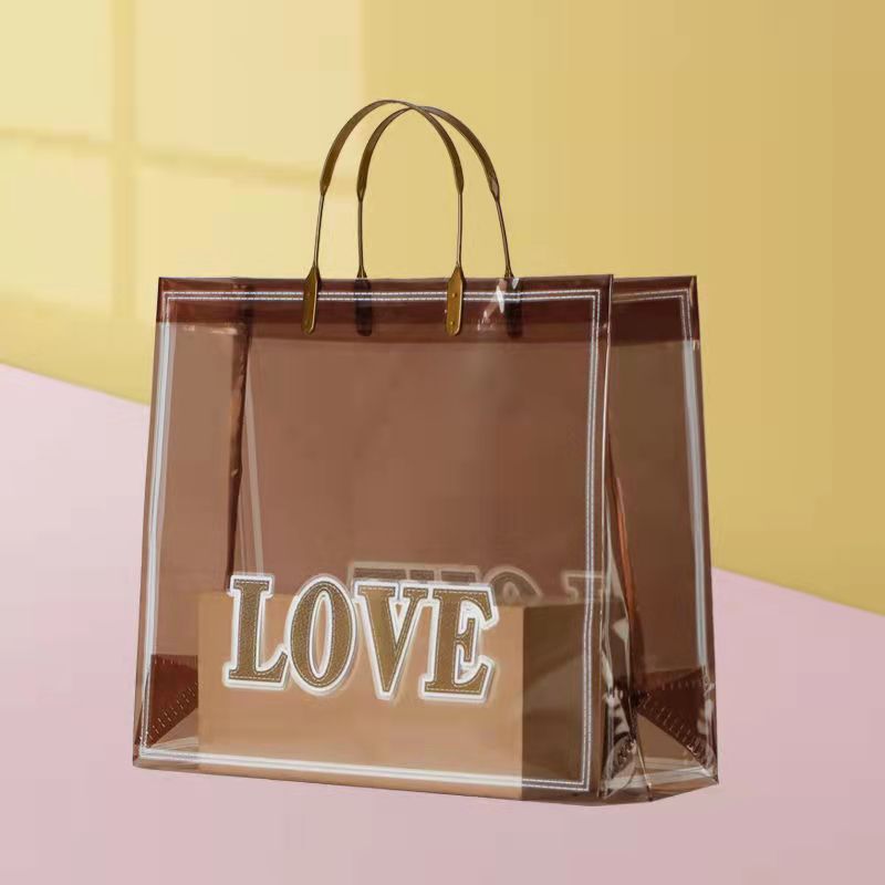 Bolso transparente de PVC bolsa de regalo tienda de ropa bolsa de plástico engrosada logotipo impreso bolsa de compras al por mayor image 7