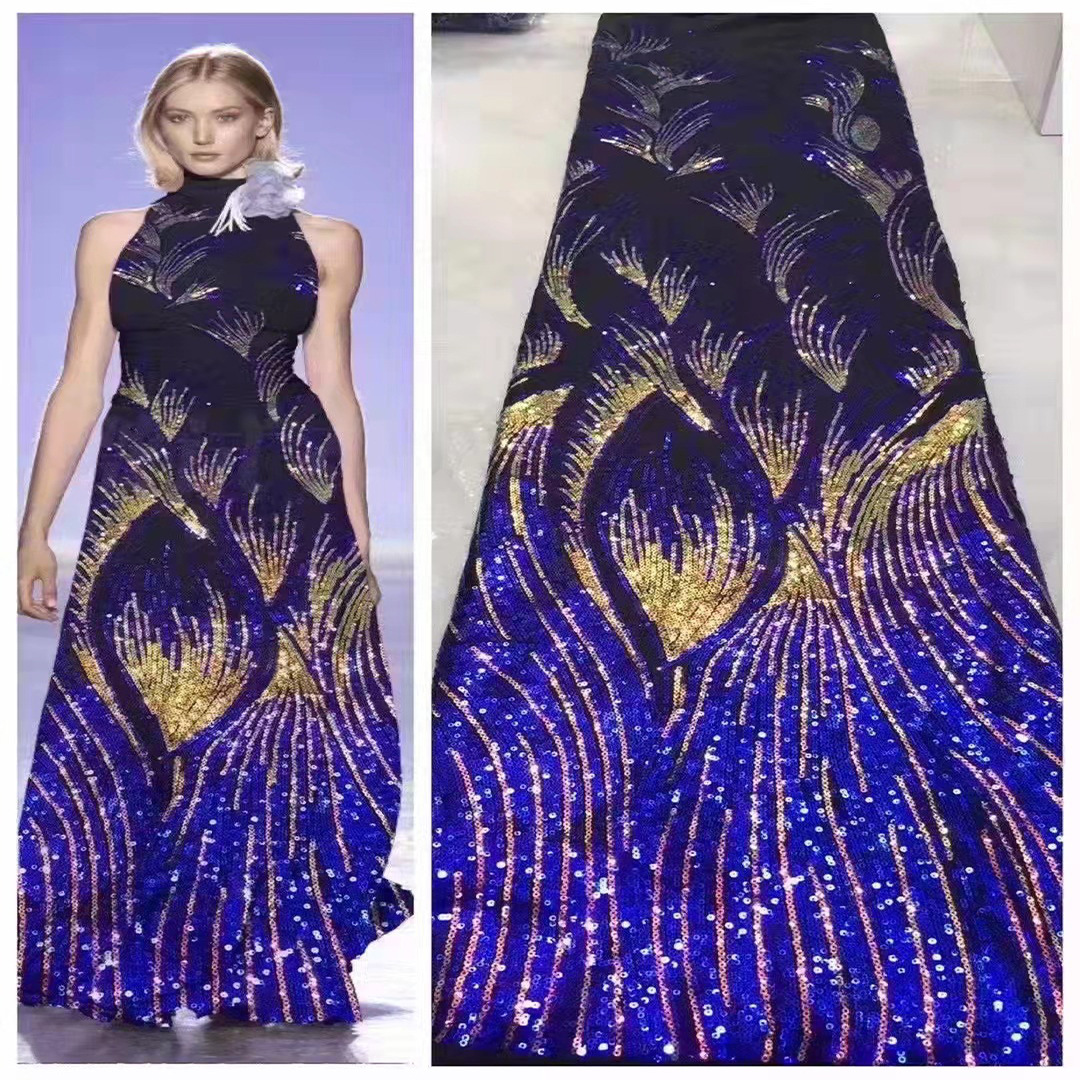 Tela de encaje nupcial bordado vestido de novia de comercio exterior europeo y americano tela de lentejuelas JX2030