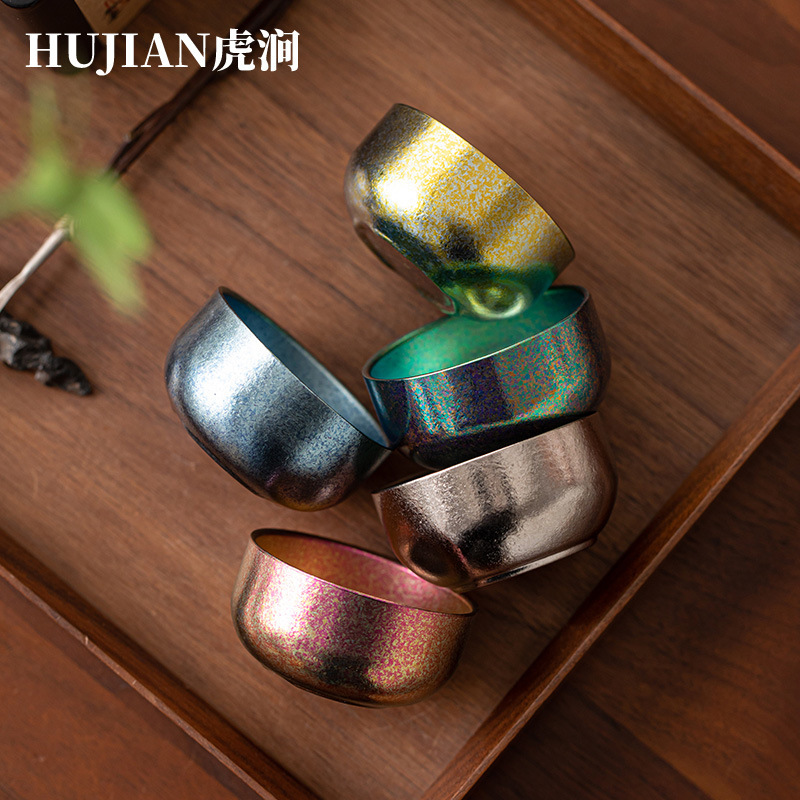 Huding虎渓谷チタンカップ純チタンカップ高級主人カップ品茗杯工夫カップ二重断熱茶碗|undefined