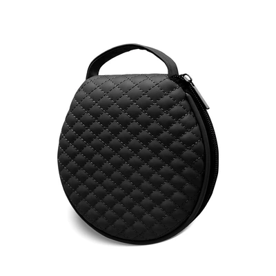 Car CD case with embroidered plaid pattern, a storage bag for CDs, suitable for both home and car use, featuring a leather-edged design and a round shape (Multimediya və saxlama aksesuarları) - opp-bag-1603cd-bag-black