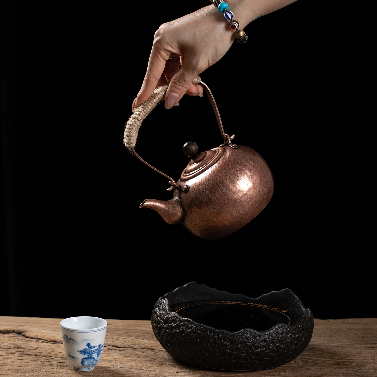 Медный чайник ручной работы Ruorong Tea Art для кипячения воды, медный чайник для заваривания чая, чайник из чистой меди, чайник из красной меди, с ручкой в античном стиле, старинный медный чайник.