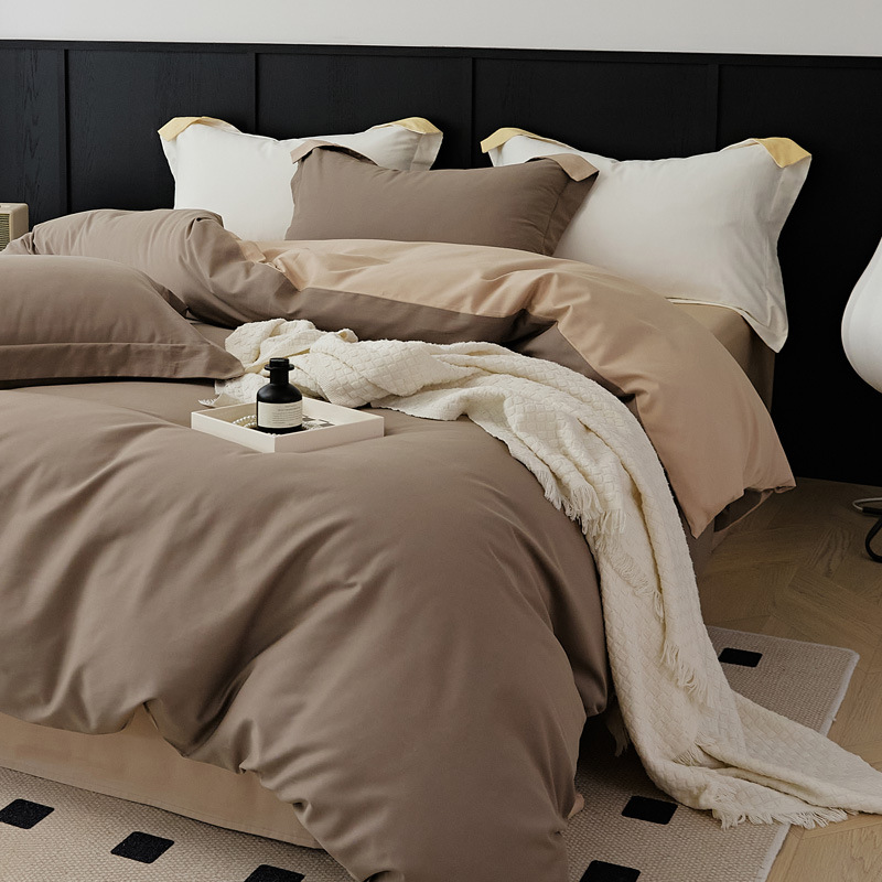 High-end 100 algodón largo molido de cuatro piezas de otoño invierno cálido cubierta de edredón de algodón puro pro-piel de algodón de tres piezas de cama gaza