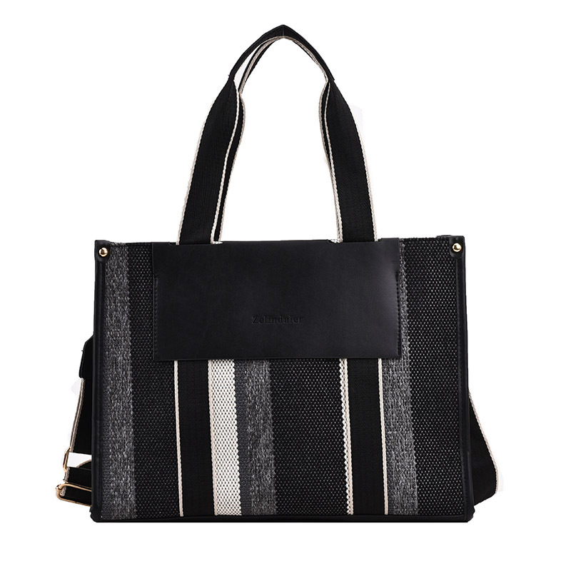 Bolso de mano transfronterizo japonés y coreano para mujer 2023 nueva moda bolso de color de contraste a rayas bolsa de mensajero de hombro de gran capacidad