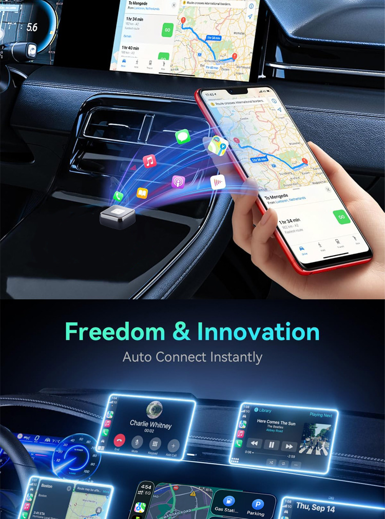 Hot Selling Car Wired to Wireless Carplay Module Box Suitable for Apple Auto Car-Machine Interconnection Adapter