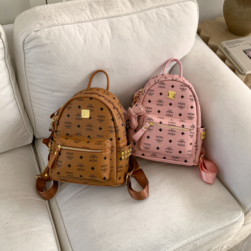 Factory Direct Supply m Brand Backpack Korean Version Fashion Retro Classic Large Capacity Backpack Letter Rivet School Bag Factory Direct Supply m Brand Backpack Korean Version Fashion Retro Classic Large Capacity Backpack Letter Rivet School Bag