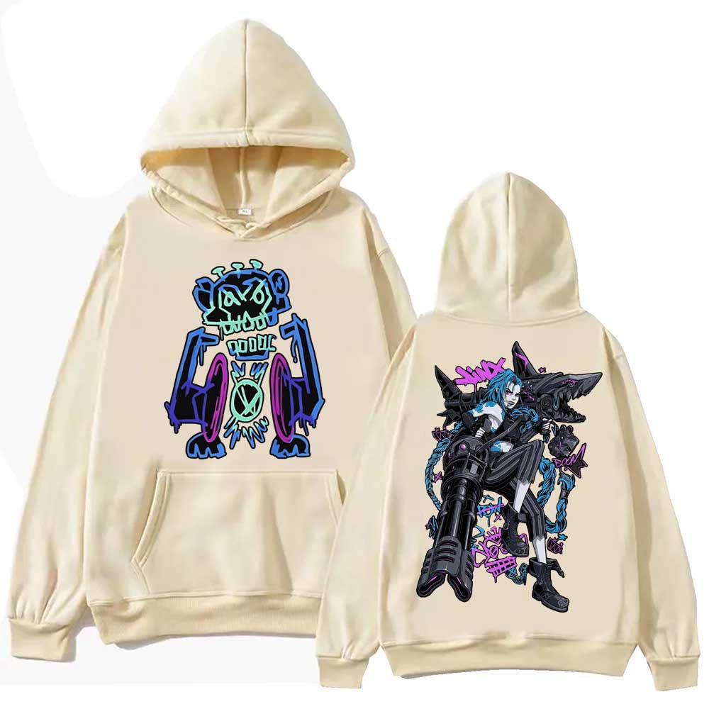 Arcane Jinx Graffiti Hoodie Harajuku Hip Hop Pullover Tops