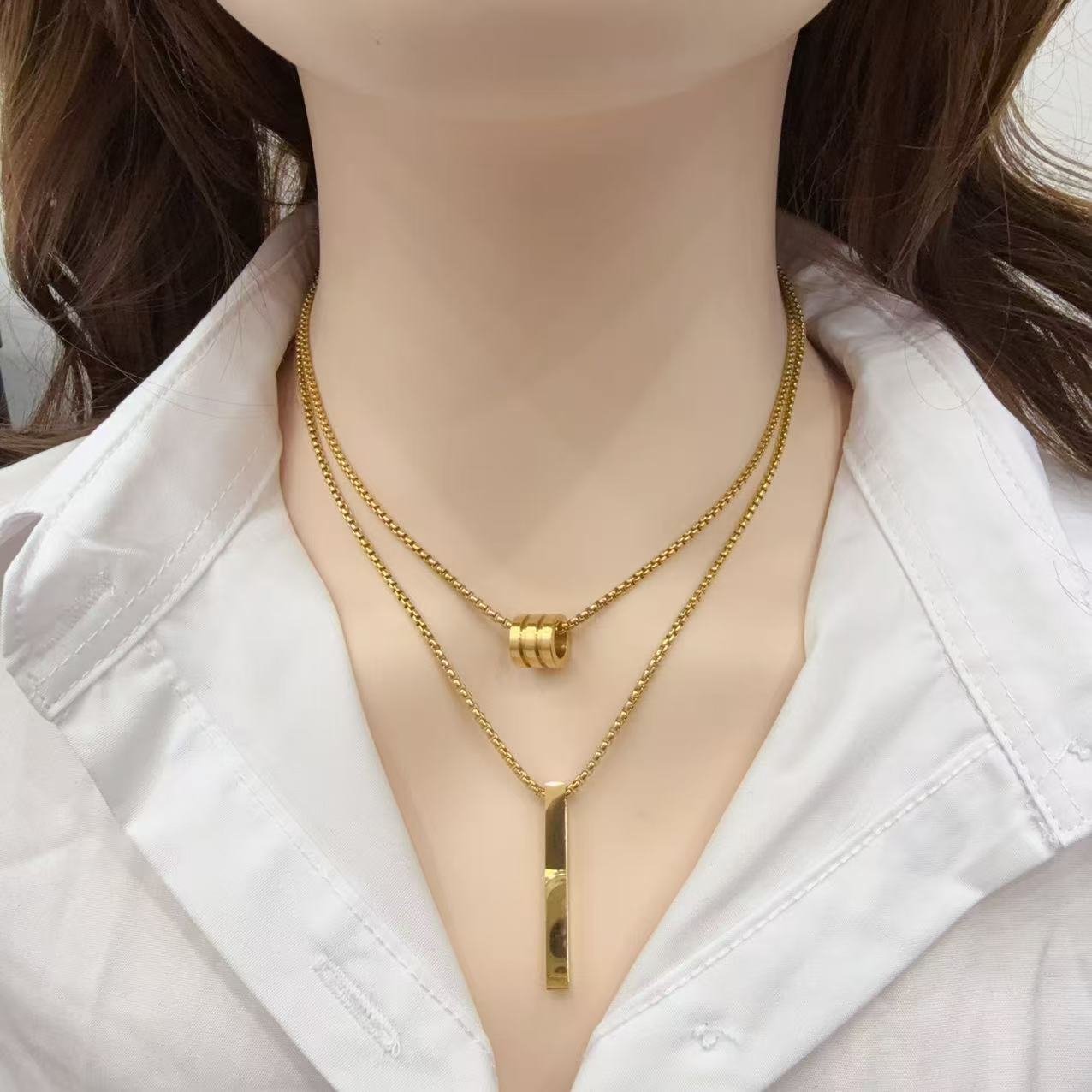 Cross-Border Popular 2025 Diamond Necklace Fashion European and American Simple Versatile Clavicle Chain Women Factory Wholesale Direct Batch