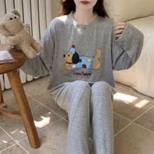 羊绒睡衣女款秋冬季套头圆领可外穿保暖可爱女士秋冬款家居服套装