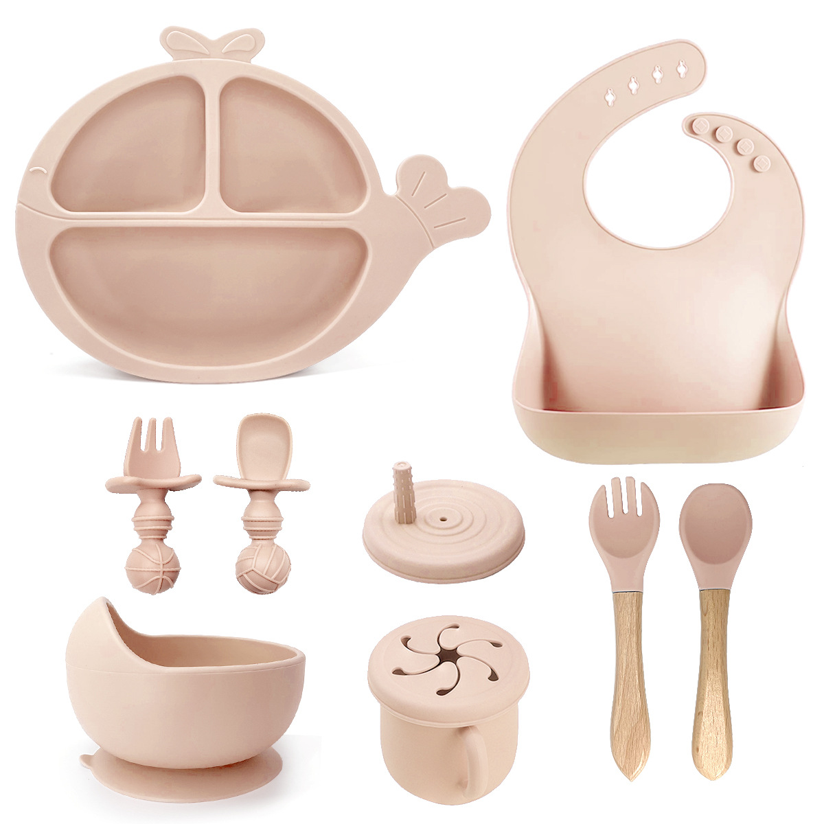 Plato dividido para bebé, vajilla popular para niños, plato de silicona para bebé y madre de Amazon, tazón de comida dividido