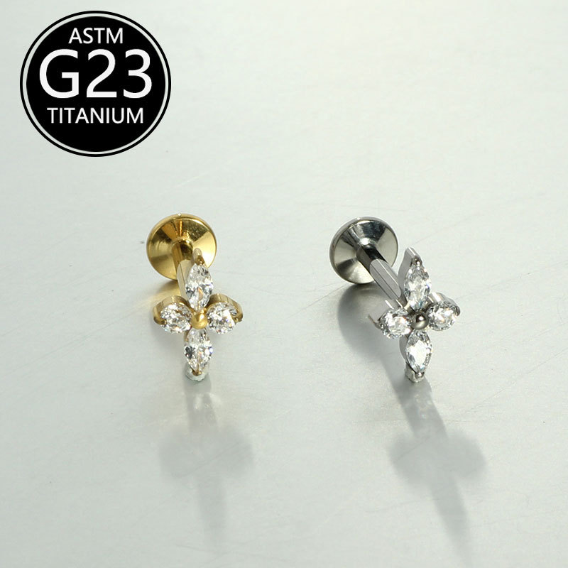 16G labret stud size and finish detail