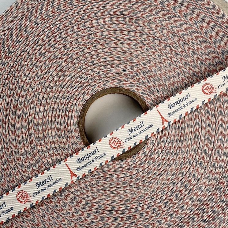 メーカー卸売り1.5cm印刷綿リボン小香風カラー純綿服装プリント包装手作りdiyギフトボックス|undefined
