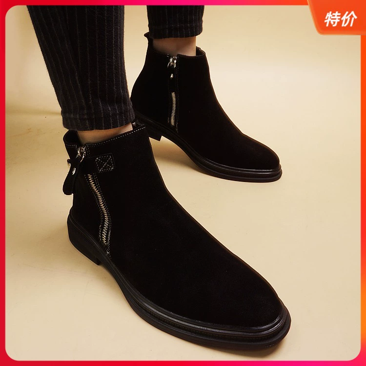 Осенние и зимние новые матовые кожаные модные короткие сапоги для мужчин ретро корейские остроконечные сапоги для мотоциклистов Martin