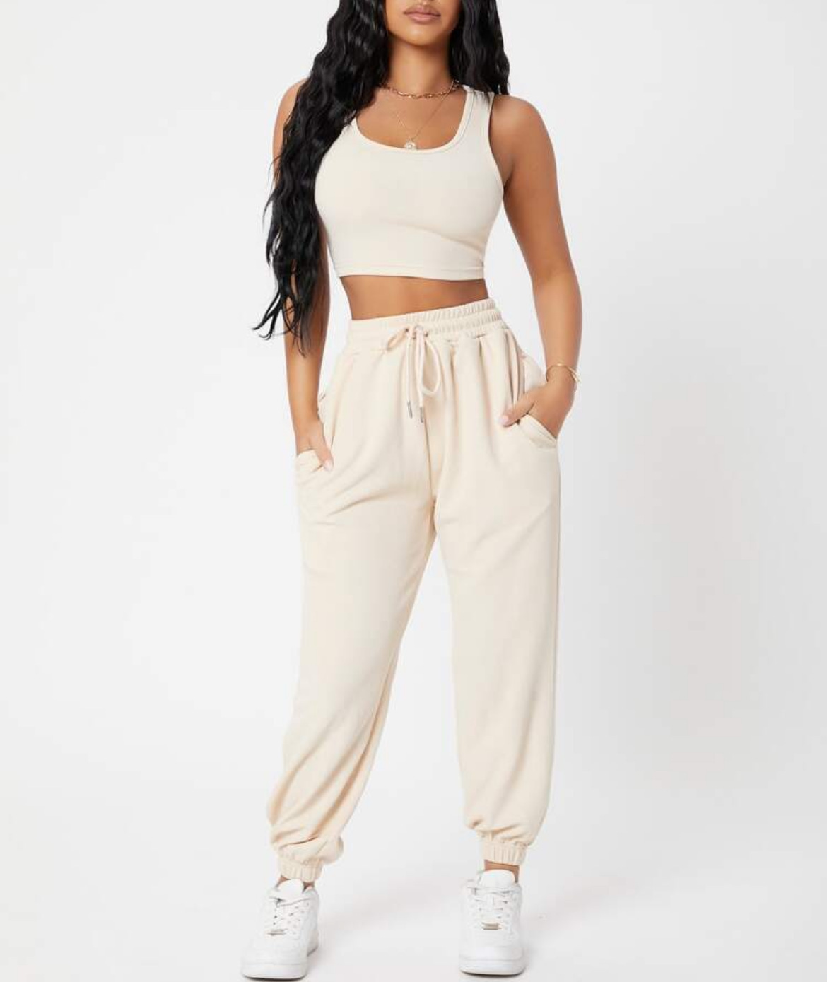 490g Weight Sleeveless Sleeve Length Polyester Fabric Type Pants Sets Sets Type 2 Pieces Set Quantity Casual, Daily Occasion Round Neck Neckline Breathable Function Skinny Fit Type Solid Color Pattern Summer Season Women's Gender Streetwear, Sport Style Style Women's Streetwear Sport Style Solid Color Polyester Round Neck Tracksuit 21