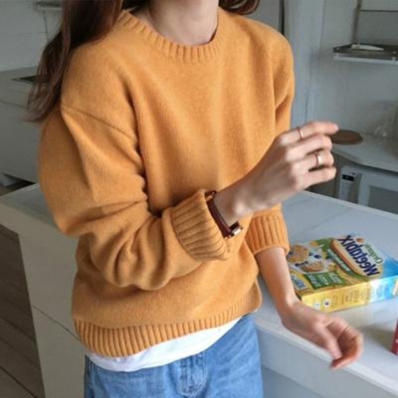 오렌지/스웨터/나른/고급/두꺼운/올해