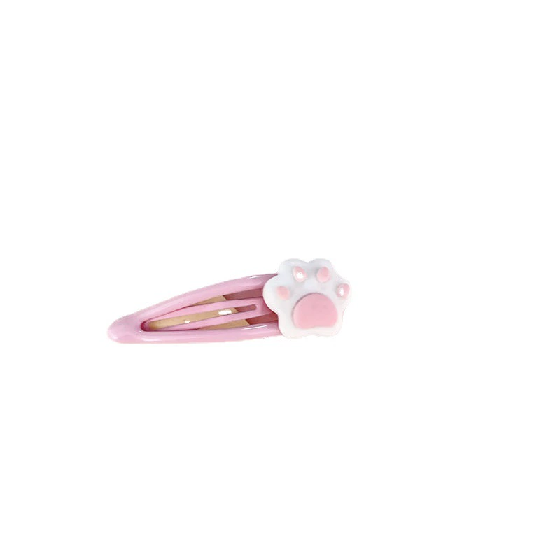Cute Japanese-Style Hair Clip — Cat Paw Bangs Crab Pin, Pink, Small 4.33 cm, Lightweight