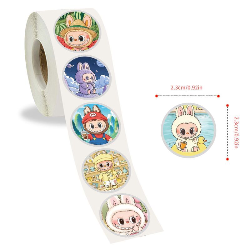 1500 Cute Labubu Roll Stickers Round Decoration Peripheral Planner Sealing Children's Stickers 1500 Cute Labubu Roll Stickers Round Decoration Peripheral Planner Sealing Children's Stickers