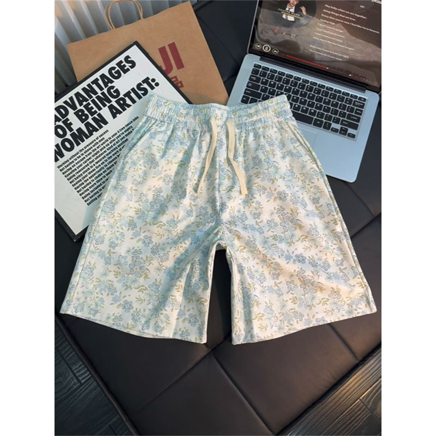 Men's Clothing Unisex Summer Style Floral Fresh Casual Loose Fit Five Point Beach Shorts Trendy Fashionable_viptrois.com
