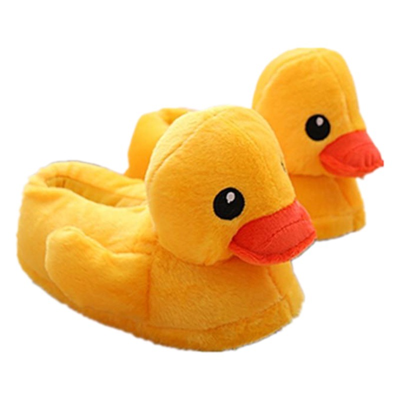 El otoño y el Invierno de Hong Kong pareja grandes zapatillas de pato amarillo lindo felpa pequeño pato amarillo muñeca casa bolsa talón zapatos de algodón entrega al por mayor
