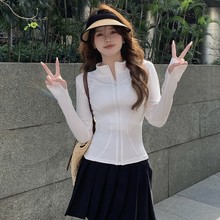 2025新款修身开衫外套瑜伽健身衣薄款上衣立领锦纶防晒衣女款夏季